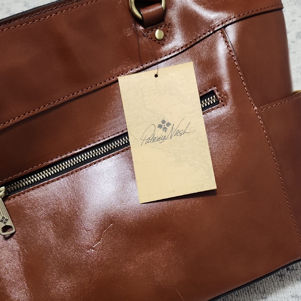 Patricia Nash Brown Leather Tote Bag with Front Pocket - Picture 6 of 10